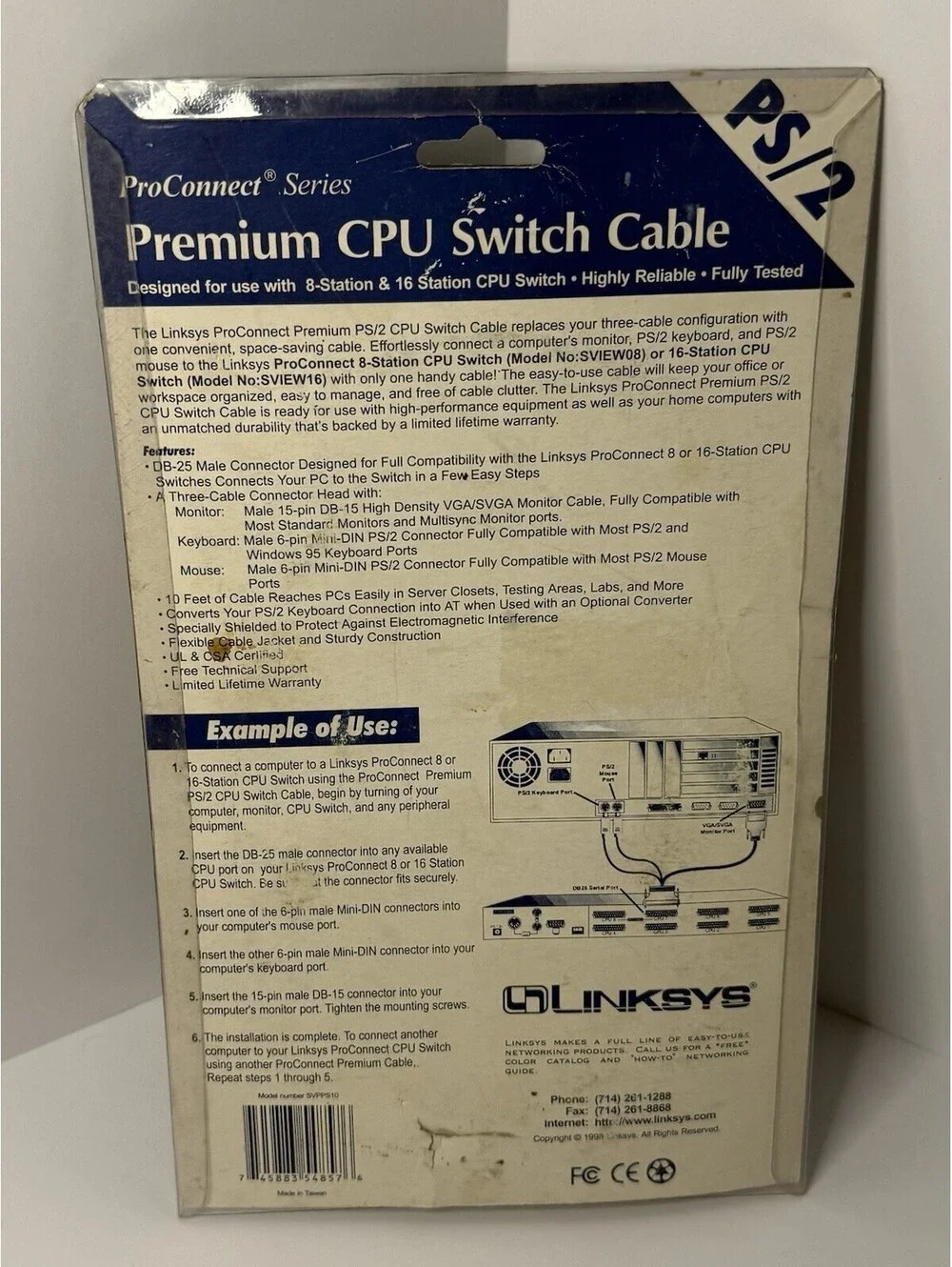 NOS ProConnect Series Premium CPU Switch Cable PS/2 SVPPS10